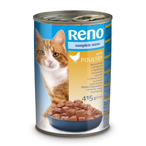 RENO konzerva pre mačky kúsky kura 415g