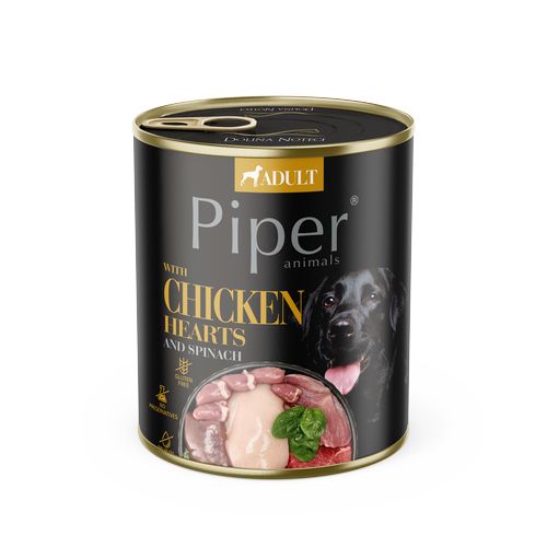 PIPER ADULT 800g konzerva pre dospelých psov kuracie srdce a hnedá ryža