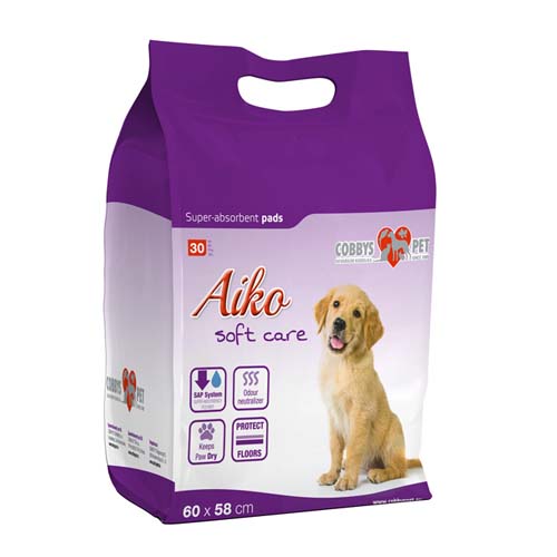 AIKO Soft Care 60x58cm 30ks plienky pre psov + darček AIKO Soft Care Sensitive 16x20cm 20ks vlhčené utierky