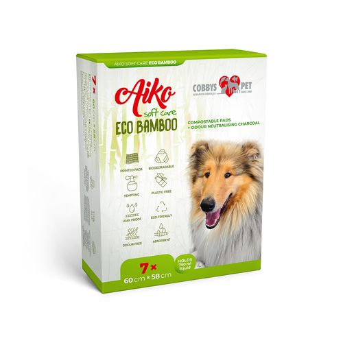 AIKO Soft Care Eco Bamboo 60x58cm 7ks kompostovateľné podložky + drevené uhlie neutralizujúce zápach