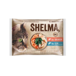 SHELMA kapsička mačka Grain Free losos-treska 4x85g v omáčke