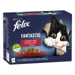 FELIX Fantastic Multipack kapsička 12x85g s kuraťom, hovädzím, králikom a jahňacím v želé