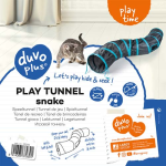 DUVO+ Hrací tunel pre mačky s loptou a zvončekom 122x25cm -modročierny