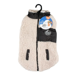 DUVO+ zimná bunda z ovčej kožušiny pre psov L 60cm biela/čierna