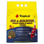 TROPICAL Koi&Goldfish Wheat Germ&Garlic Sticks 5l/400g plávajúce krmivo pre ryby do jazierka